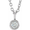 Sterling Silver .06 Carat Natural Diamond Bezel Set Solitaire 16 inch Necklace