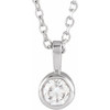 Platinum 0.16 Carat Natural Diamond Bezel Set Solitaire 16 inch Necklace