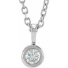 Platinum .06 Carat Natural Diamond Bezel Set Solitaire 16 inch Necklace