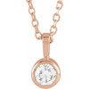 14 Karat Rose Gold 0.16 Carat Diamond Bezel Set Solitaire 16 inch Necklace