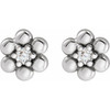Sterling Silver .03 Carat Natural Diamond Beaded Daisy Earrings