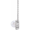 14 Karat White Gold Cultured White Akoya Pearl and .025 Carat Diamond 18 inch Necklace