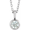 14K White 0.10 Carat Natural Diamond Bezel Set Solitaire 16 inch Necklace