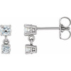 14 Karat White Gold 0.33 Carat Natural Diamond  Two Stone Earrings