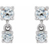 14 Karat White Gold 0.33 Carat Natural Diamond  Two Stone Earrings