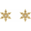 14 Karat Yellow Gold .0075 Carat Natural Diamond Snowflake Earrings