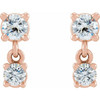 14 Karat Rose Gold 0.33 Carat Natural Diamond  Two Stone Earrings