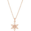 14 Karat Rose Gold .01 Carat Diamond Snowflake 16 inch Necklace