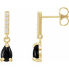 14 Karat Yellow Gold Natural Black Onyx and .08 Carat Natural Diamond Earrings