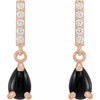 14 Karat Rose Gold Natural Black Onyx and .08 Carat Natural Diamond Earrings