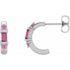 Sterling Silver Natural Pink Tourmaline Hoop Earrings