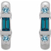 14 Karat White Gold Natural London Blue Topaz Hoop Earrings