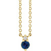 14 Karat Yellow Gold Natural Blue Sapphire and .015 Carat Natural Diamond 18 inch Necklace