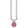 Platinum Natural Pink Sapphire and .015 Carat Natural Diamond 18 inch Necklace