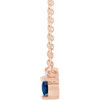 14 Karat Rose Gold Blue Sapphire and .015 Carat Diamond 18 inch Necklace