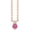 14 Karat Rose Gold Pink Sapphire and .015 Carat Diamond 18 inch Necklace