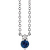 Platinum Natural Blue Sapphire and .015 Carat Natural Diamond 18 inch Necklace