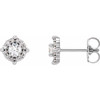 Sterling Silver 0.40 Carat Natural Diamond Halo Style Earrings