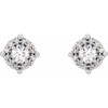 Sterling Silver 0.40 Carat Natural Diamond Halo Style Earrings