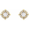 14 Karat Yellow Gold 0.85 Carat Natural Diamond Halo Style Earrings