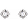 Sterling Silver 0.60 Carat Natural Diamond Halo Style Earrings