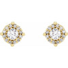 14 Karat Yellow Gold 0.60 Carat Natural Diamond Halo Style Earrings