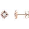 14 Karat Rose Gold 0.60 Carat Natural Diamond Halo Style Earrings