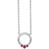 Platinum Natural Ruby and .06 Carat Natural Diamond Circle 18 inch Necklace