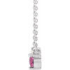 14 Karat White Gold Natural Pink Sapphire and .015 Carat Natural Diamond 18 inch Necklace