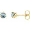14 Karat Yellow Gold 3 mm Natural Sky Blue Topaz Cocktail Style Earrings