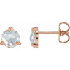 14 Karat Rose Gold 1 Carat Rose Cut Natural Diamond 3 Prong Claw Earrings