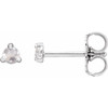 Sterling Silver .08 Carat Rose Cut Natural Diamond 3 Prong Claw Earrings