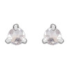 Sterling Silver .08 Carat Rose Cut Natural Diamond 3 Prong Claw Earrings