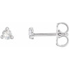 Sterling Silver .04 Carat Rose Cut Natural Diamond 3 Prong Claw Earrings