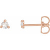 14 Karat Rose Gold .04 Carat Rose Cut Natural Diamond 3 Prong Claw Earrings