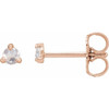 14 Karat Rose Gold .08 Carat Rose Cut Natural Diamond 3 Prong Claw Earrings