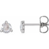 Sterling Silver 0.25 Carat Rose Cut Natural Diamond 3 Prong Claw Earrings