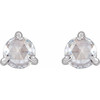 Platinum 0.25 Carat Rose Cut Natural Diamond 3 Prong Claw Earrings