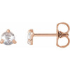 14 Karat Rose Gold 0.20 Carat Rose Cut Natural Diamond 3 Prong Claw Earrings