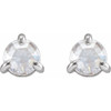 14 Karat White Gold .04 Carat Rose Cut Natural Diamond 3 Prong Claw Earrings