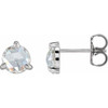 Sterling Silver 1 Carat Rose Cut Natural Diamond 3 Prong Claw Earrings