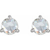 Sterling Silver 1 Carat Rose Cut Natural Diamond 3 Prong Claw Earrings