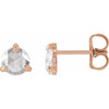 14 Karat Rose Gold 0.60 Carat Rose Cut Natural Diamond 3 Prong Claw Earrings