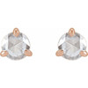 14 Karat Rose Gold 0.60 Carat Rose Cut Natural Diamond 3 Prong Claw Earrings