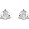 14 Karat White Gold 0.60 Carat Rose Cut Natural Diamond 3 Prong Claw Earrings
