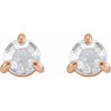 14 Karat Rose Gold 0.40 Carat Rose Cut Natural Diamond 3 Prong Claw Earrings