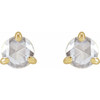 14 Karat Yellow Gold 0.60 Carat Rose Cut Natural Diamond 3 Prong Claw Earrings