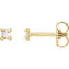 14 Karat Yellow Gold .07 Carat Rose Cut Natural Diamond 4 Prong Claw Earrings