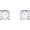 Platinum 0.75 Carat Rose Cut Natural Diamond 4 Prong Claw Earrings