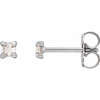 Sterling Silver .07 Carat Rose Cut Natural Diamond 4 Prong Claw Earrings